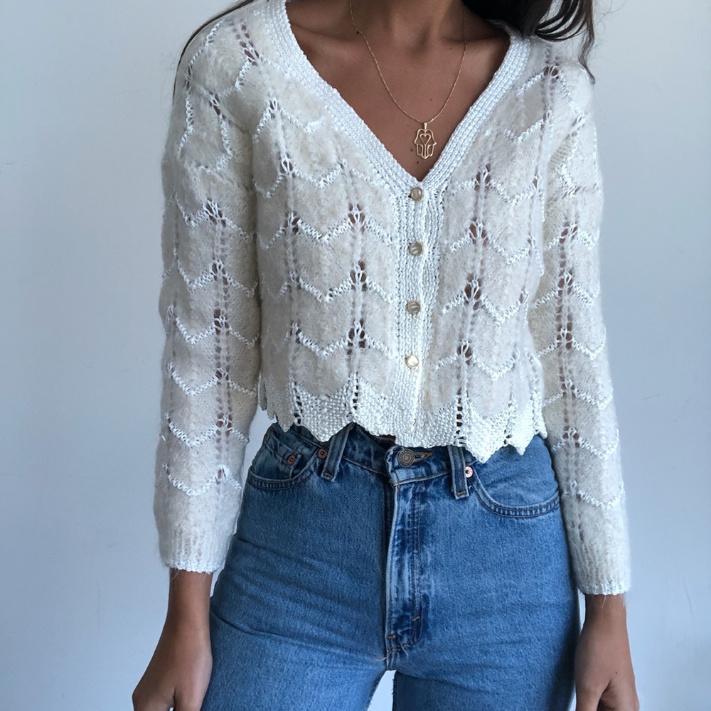 Vintage wool cream cropped sweater
